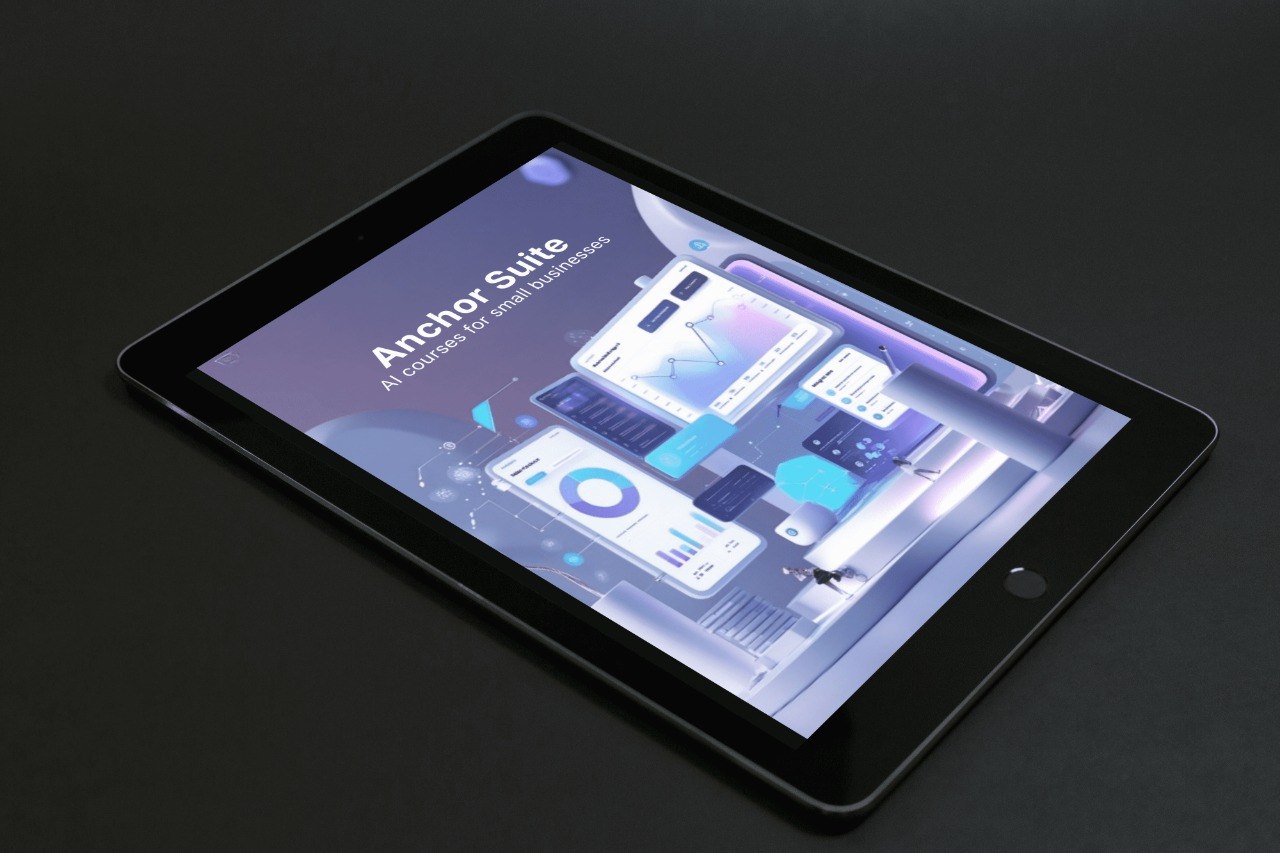Tablet displaying the Anchor Suite software on a dark background