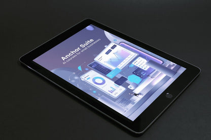 Tablet displaying the Anchor Suite software on a dark background