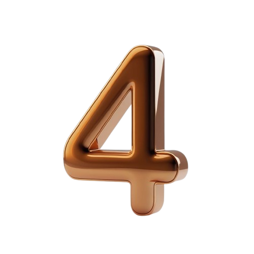 Gold number '4' on a white background