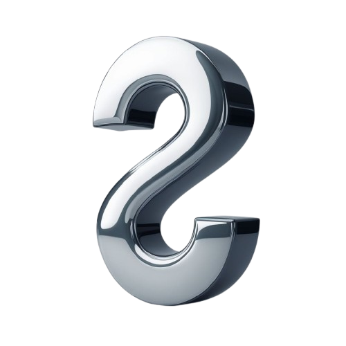 Chrome question mark on a white background