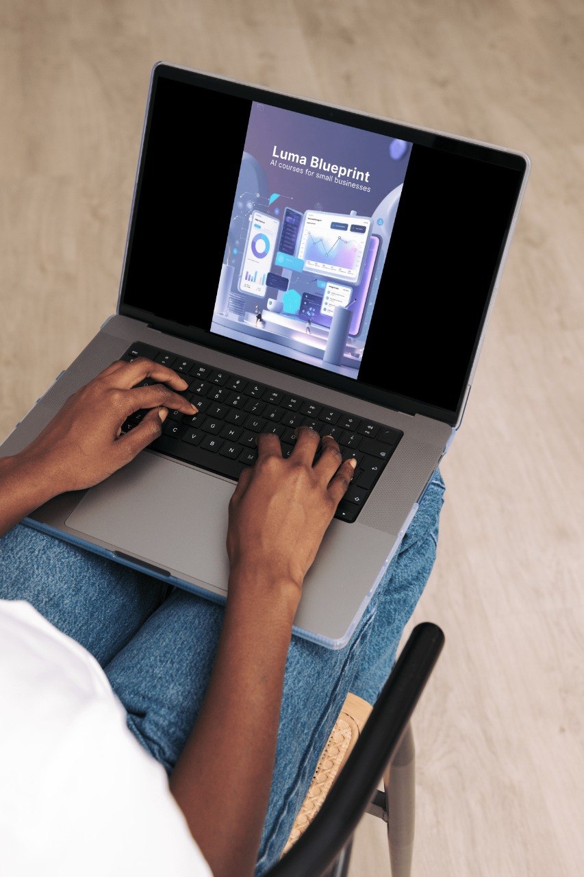 Person using a laptop with a 'Vertex Guide' on the screen, sitting on a chair.