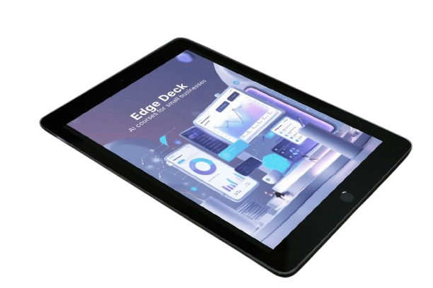 Tablet with 'Edge Deck' software interface on a white background